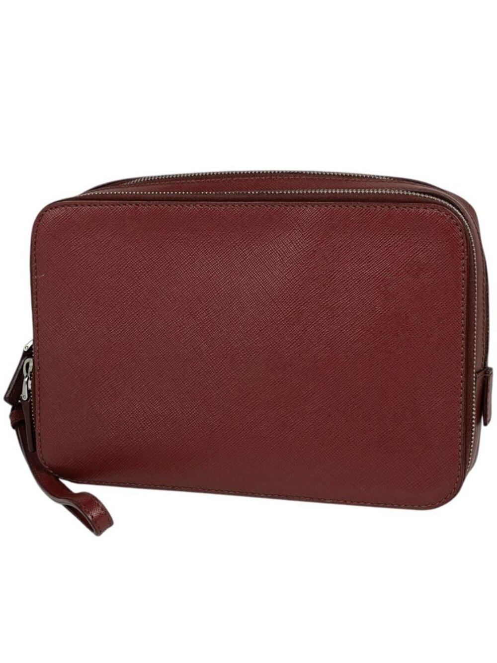 Prada Second Travel Clutch Saffiano Leather Red
